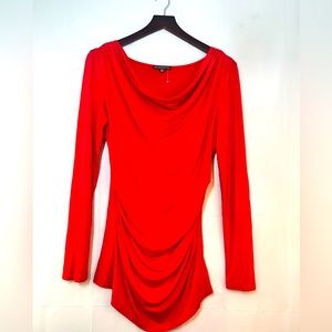 Adrianna Pappell Red Cowl Long Sleeve Blouse Medium